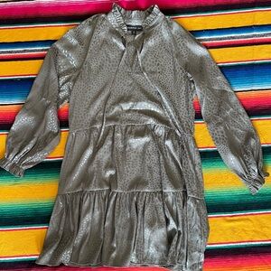 Gray Animal Print Tiered Dress